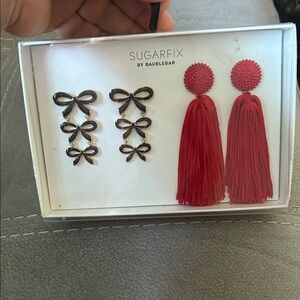 Sugarfix by BaubleBar Red and Black Earrings Set